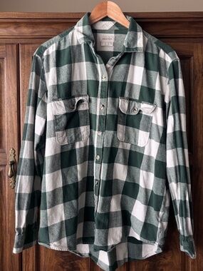 Brixton Bowery Flannel Shirt Mens M Green Plaid Button Up Skater Streetwear